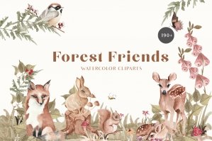 Forest Friends Watercolor Woodland Collection