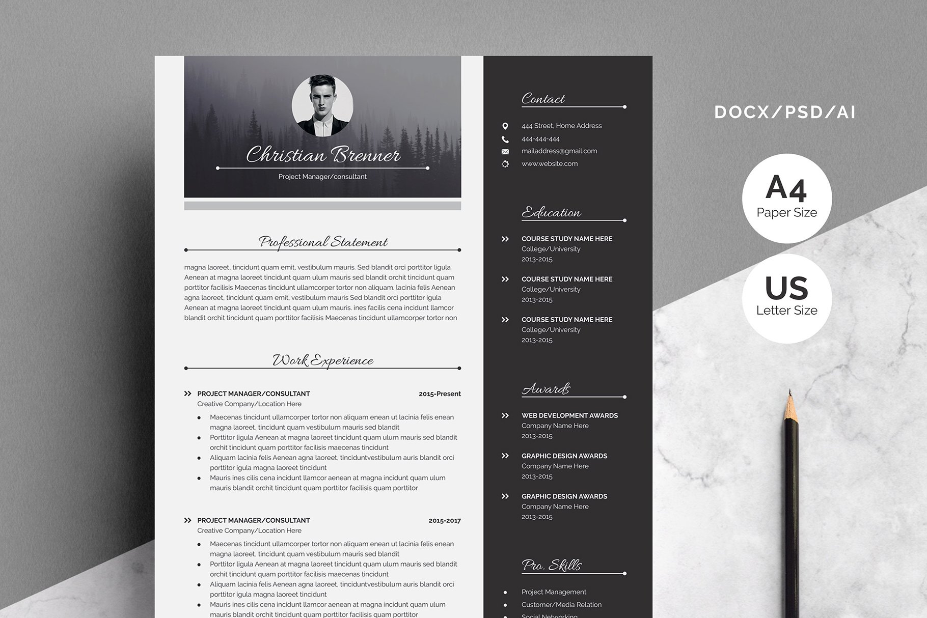 Modern Resume 3 Page Pack - Design Cuts