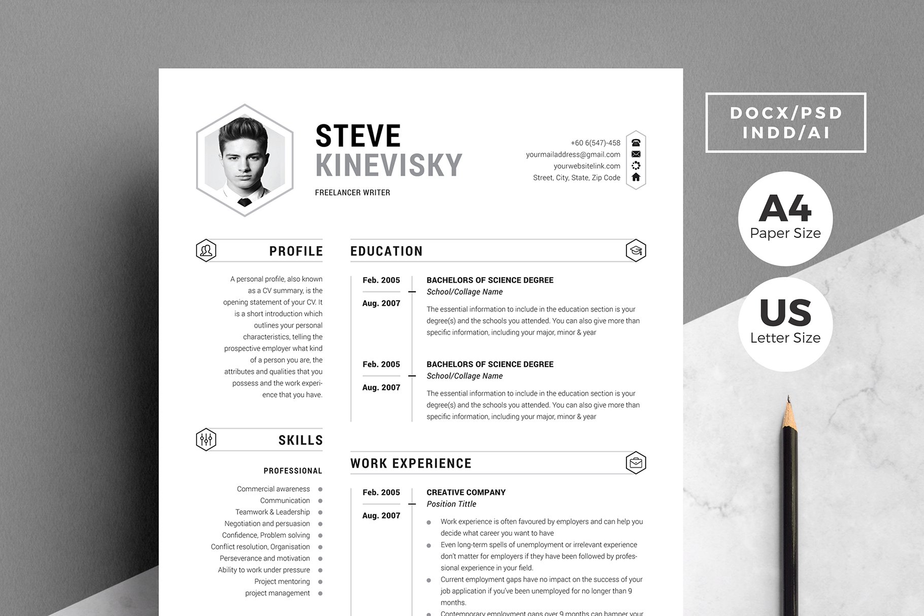 Word Resume Cv - Design Cuts