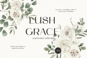 Lush Grace - White Florals & Greenery Watercolor Collection