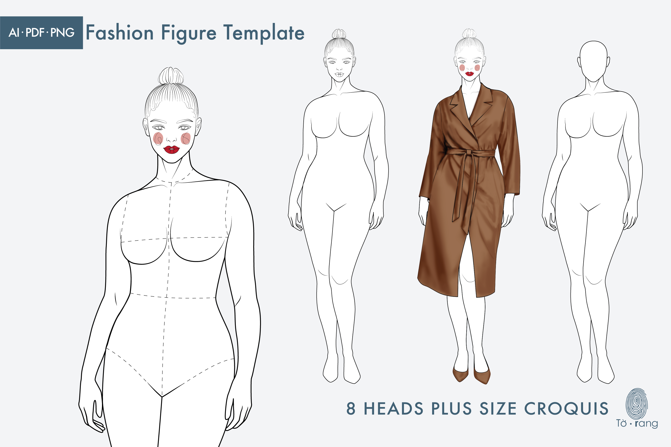 Plus Size Fashion Croquis Template - Design Cuts