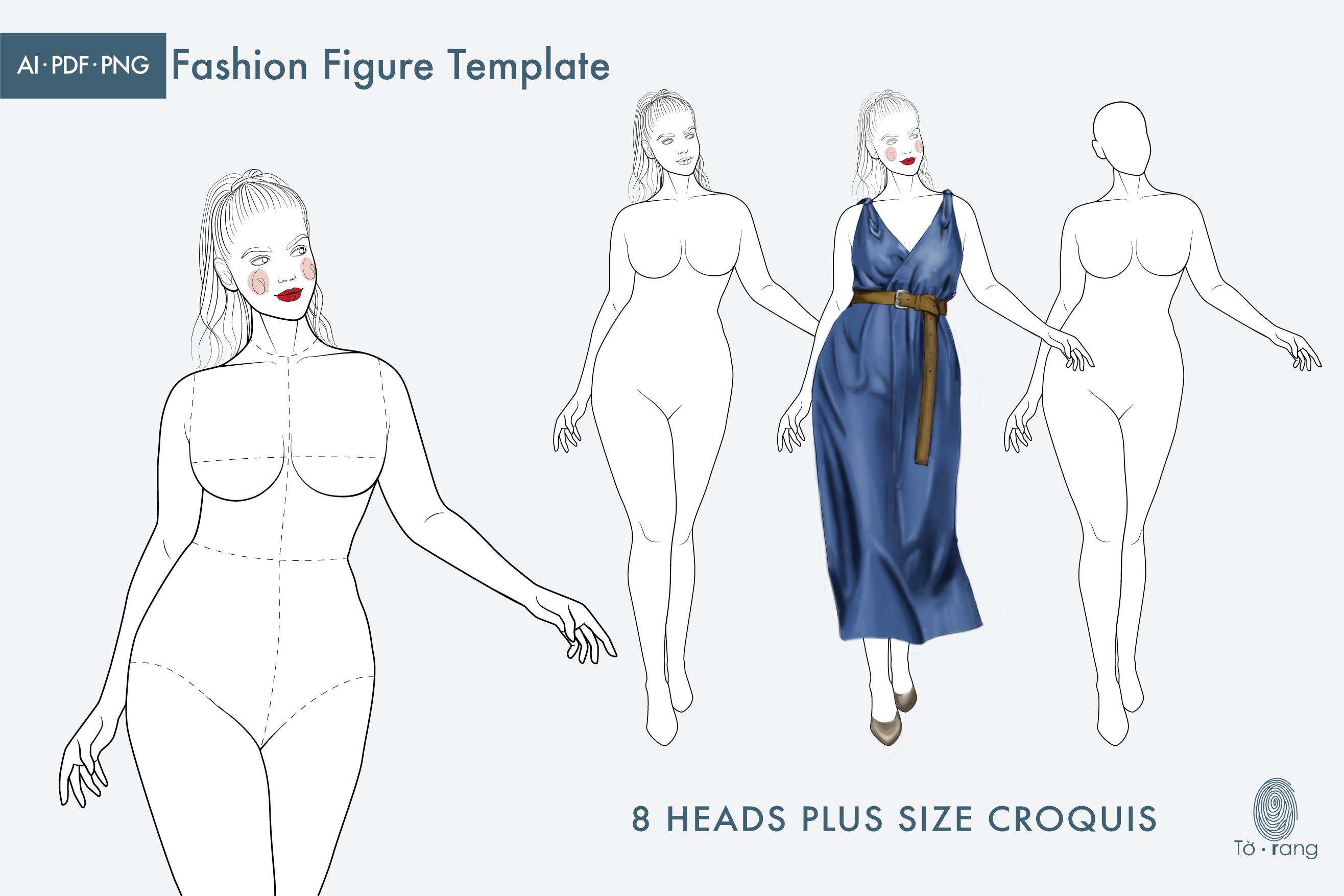Plus Size Fashion Croquis - Catwalk Pose