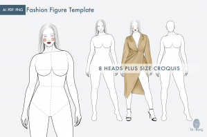Plus Size Female Figure Templates For Fashion Illustrations
