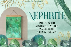 Nephrite - Velvet Jade & Gold Abstract Watercolor & Textures