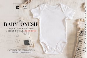 Baby Bodysuit Mockup Psd Set