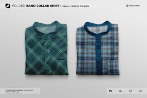 Folded Band Collar Shirt Mockup