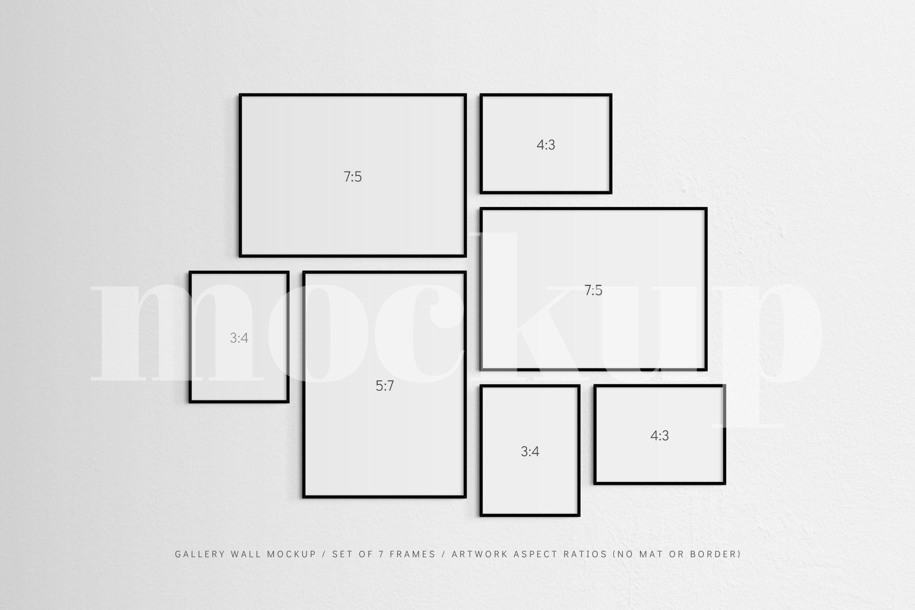 Gallery Wall Frame Mockup | Set Of 7 Frames | Black - Design Cuts