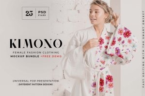 Kimono Dress Mockup Bundle For Pattern Design Presentation