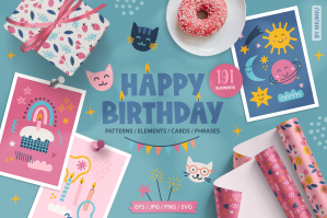 Happy Birthday Kit - Kids Clipart And Patterns