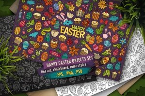 Easter Doodle Objects & Elements Set