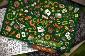 Casino Doodle Objects & Elements Set