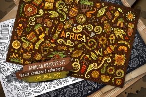 Africa Doodle Objects & Elements Set