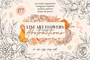Line Art Flowers & Abstractions