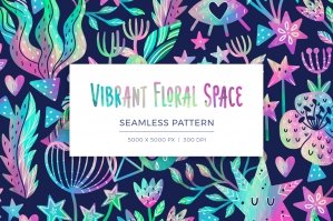 Vibrant Floral Space Pattern