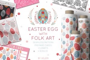 Patterns Easter Egg With Folk Art