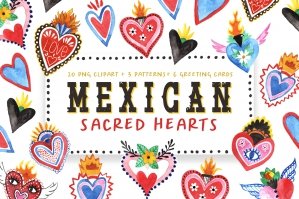 Watercolor Mexican Hearts