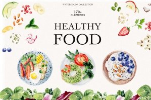 Healthy Food Watercolor Clipart Collection