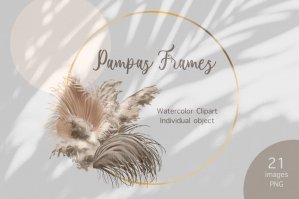 Pampas Frame Watercolor Clipart