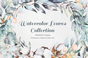 Watercolor Leaves Collection No 1