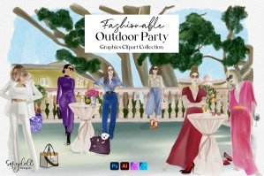 Fashionable Outdoor Party Graphics Collection