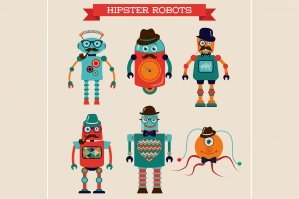 Retro Hipster Cute Robots Collection