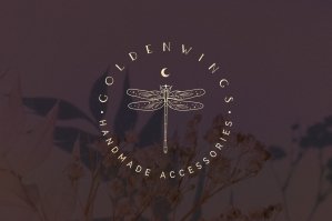Golden Wings Dragonfly Premade Logo Designs And Branding Kit