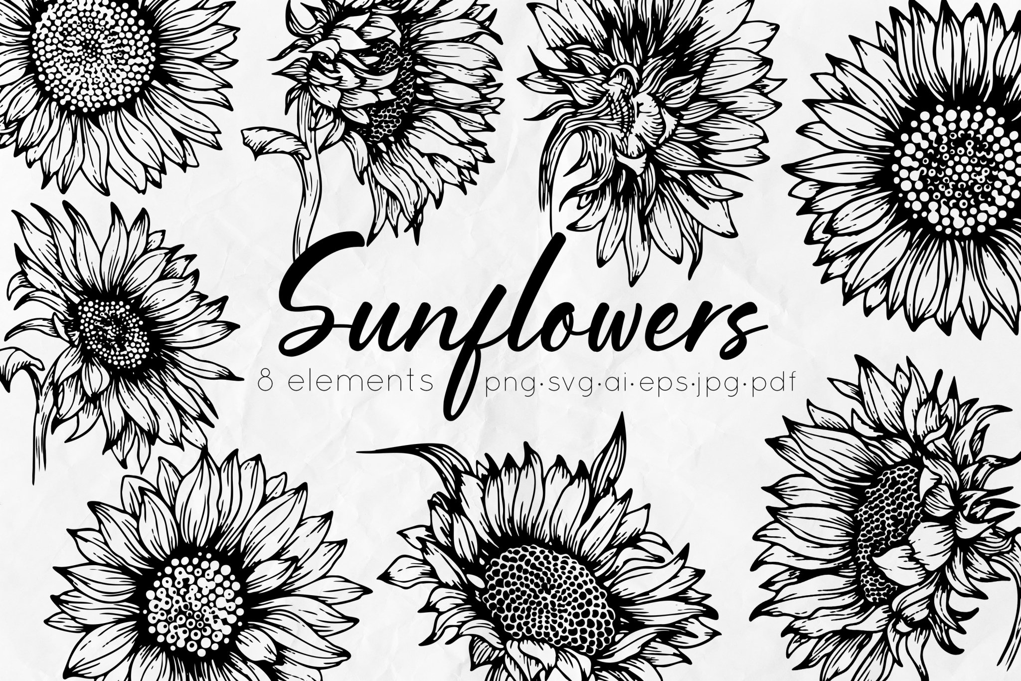 Sunflowers Outline Drawings - Design Cuts