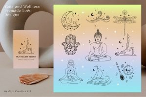 Yoga And Wellness Esoteric Abstract Mystic Logo Premade Designs Icons Elements Illustrations