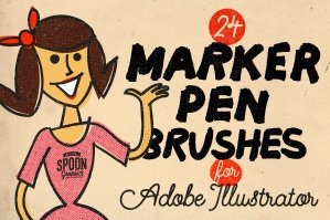 24 Marker Pen Illustrator Brushes
