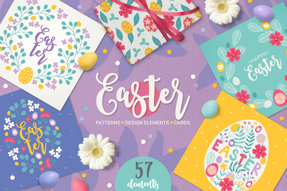 Easter Kit N4 - Patterns Cards Clipart