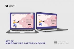 Set Of Macbook Pro Laptops Mockup