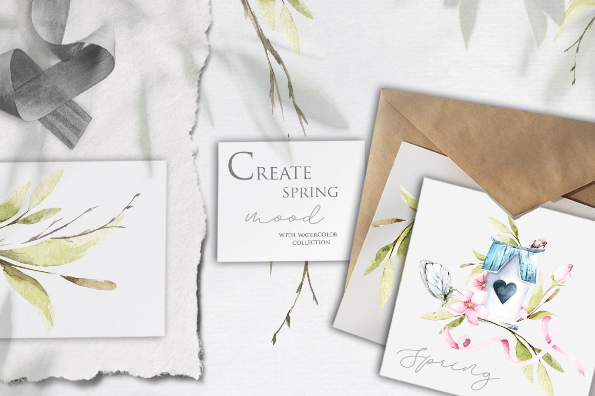 Spring Mood Easter Watercolor Clipart - Design Cuts