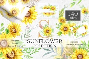 Watercolor Sunflower Collection Set