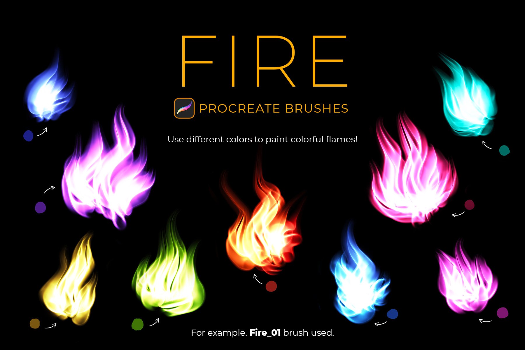 Fire Procreate Brushes - Design Cuts