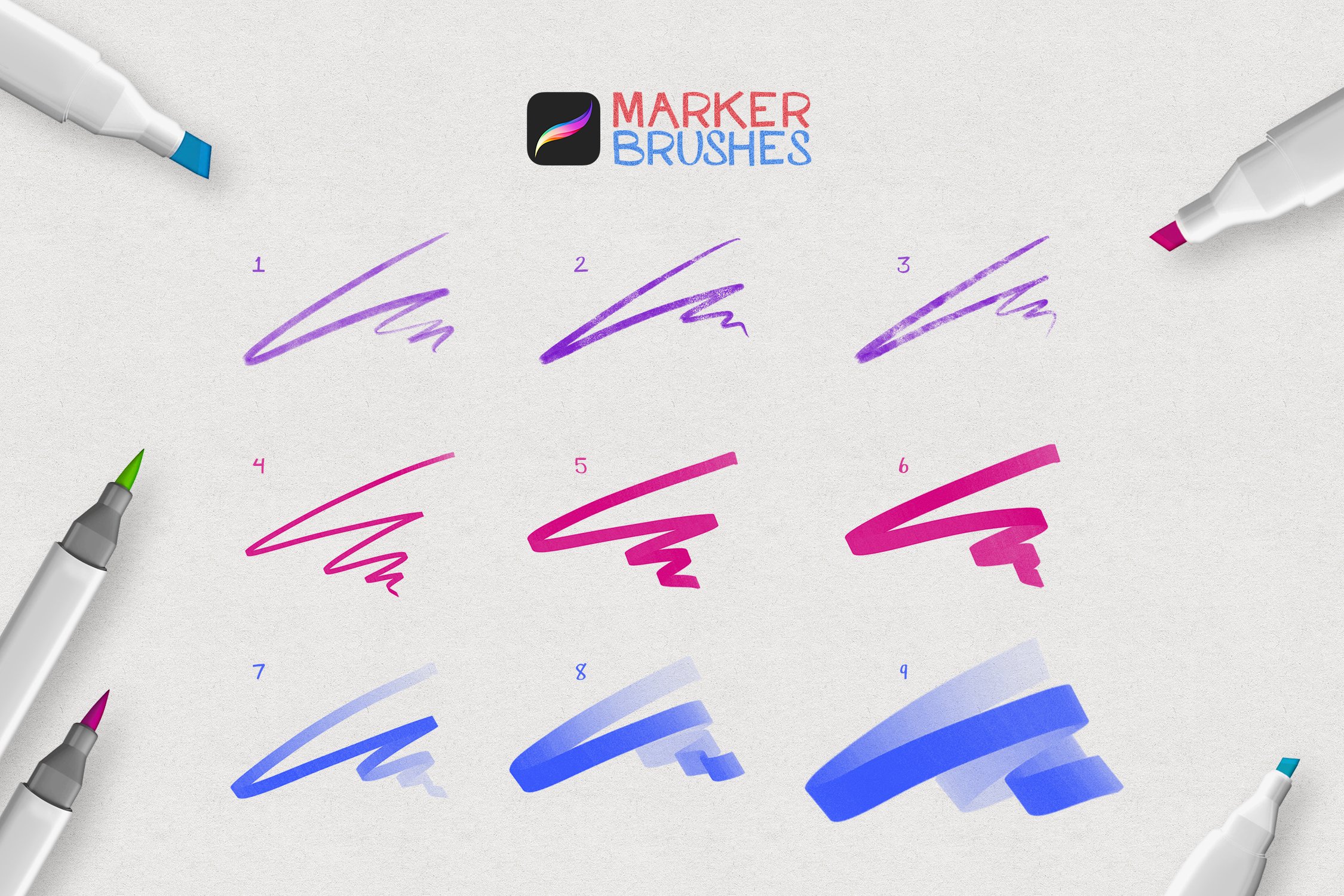 🖊️ Marker Brush set for Procreate - 106 Procreate brushes