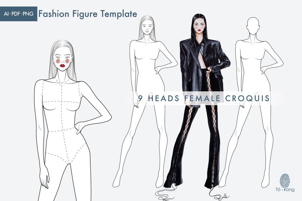 Digital 10 Head Fashion Figure Templates. 80 Poses. PDF Printable, PNG,  Procreate Stamp Brushes. 2nd Edition. By Nhoo Matthews. – Nhoo Matthews