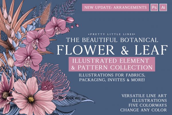 The Ultimate Flower & Leaf Branding Pack (Extended License Included) -  Pretty Little Lines