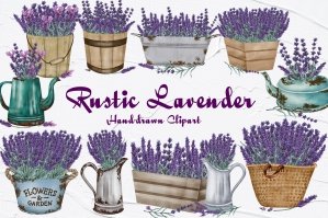 Rustic Lavender Watercolor Clipart