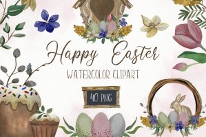 Easter Spring Watercolor Clipart
