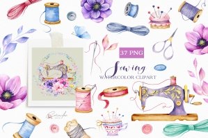 Sewing Watercolor Collection