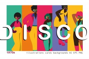 Disco Dancing People 1970s Vector Collection