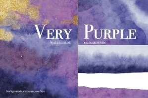 Very Purple Watercolor Backgrounds Set