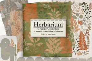 Herbarium Vector Set Of Patterns And Decorative Elements