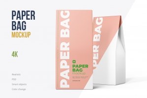 Two Paper Bag Mockup In One Scene - Right Side