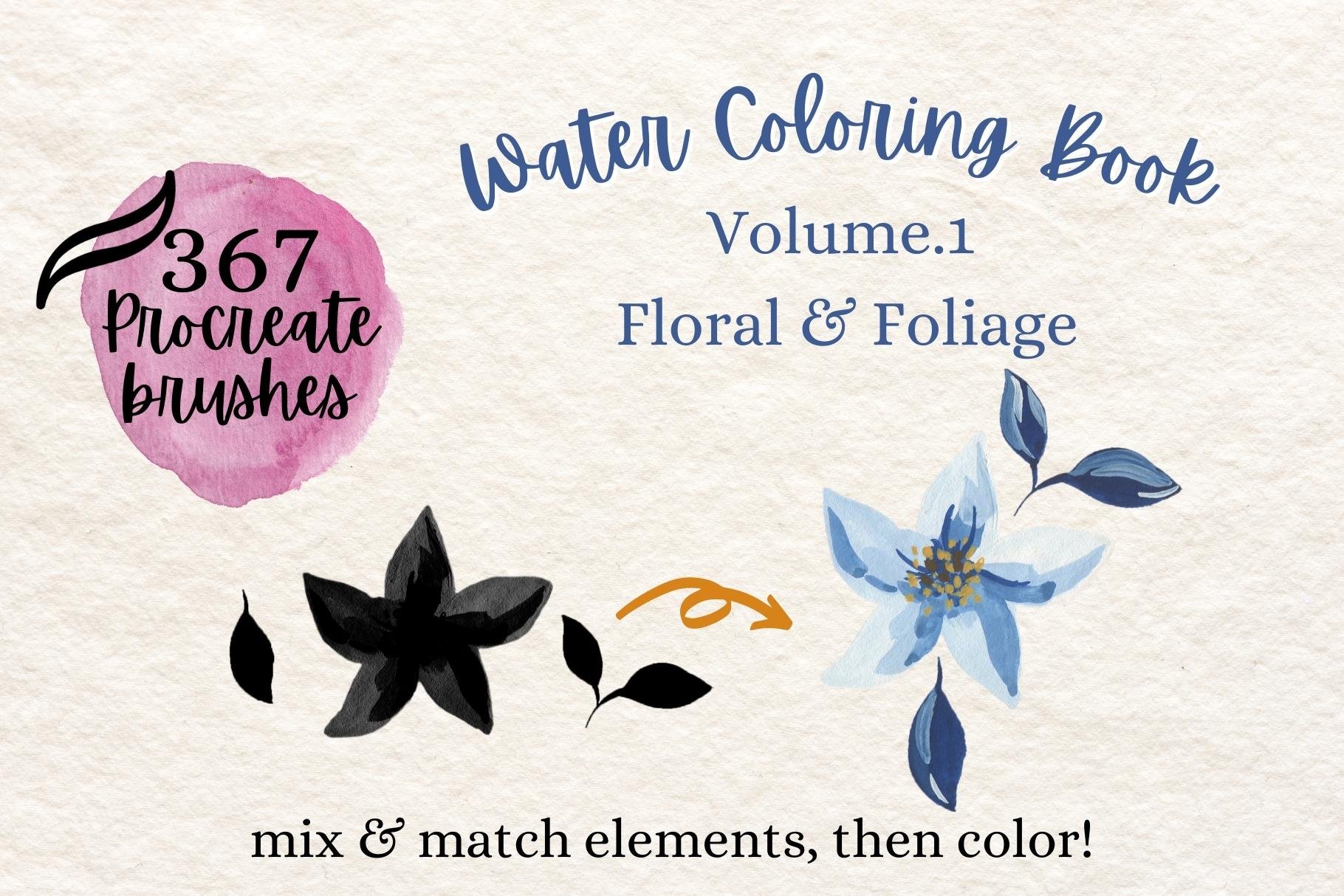 Water Coloring Book 1: Floral And Foliage - Design Cuts