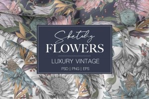 Luxury Sketchy Floral Vintage