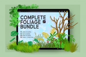 Complete Foliage Kit For Procreate - Grass Leaf Plant & Tree Brushes