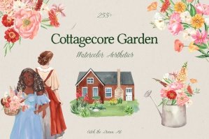 Cottagecore Spring Garden Watercolor