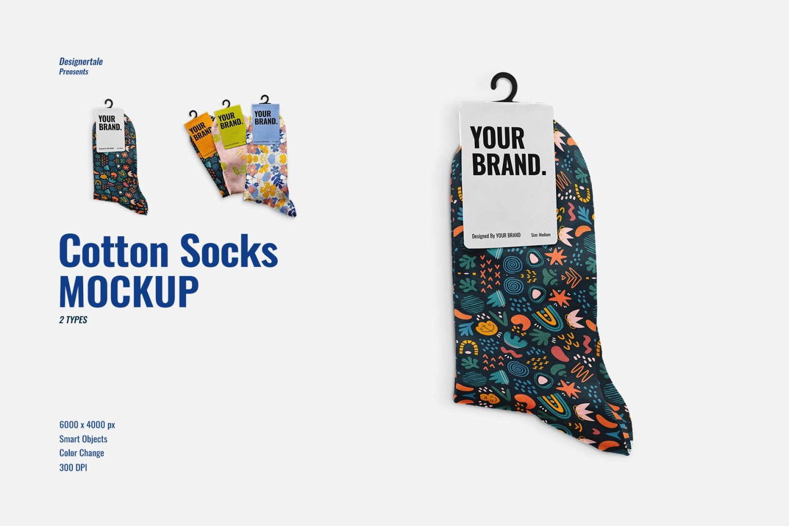 Set Of Casual Cotton Socks Mockup Design Cuts