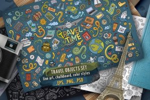 Travel Doodle Objects & Elements Set
